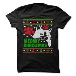 Meowy Ugly Christmas Sweater-Style Tshirt